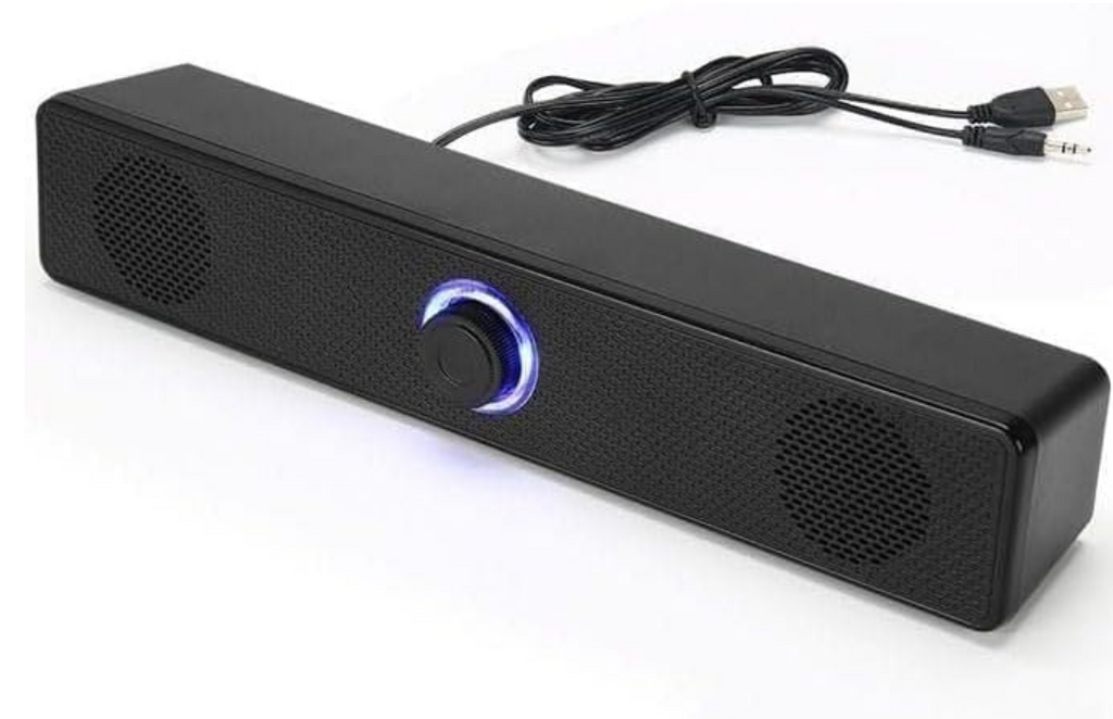 Computer Sound Bar Wired Bluetooth Speaker 3.5mm Jack + USB Port for Laptop Desktop Mobile