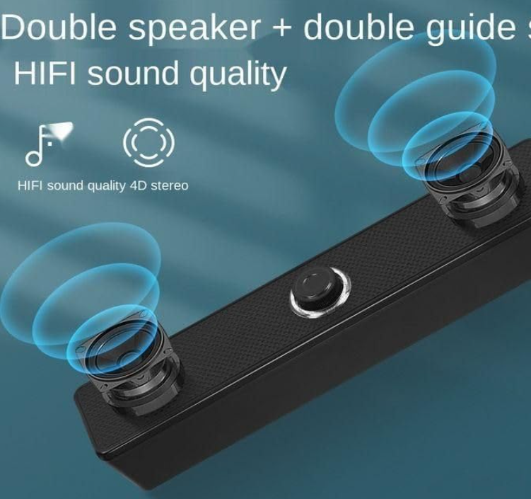 Computer Sound Bar Wired Bluetooth Speaker 3.5mm Jack + USB Port for Laptop Desktop Mobile