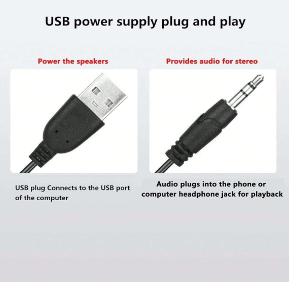 Computer Sound Bar Wired Bluetooth Speaker 3.5mm Jack + USB Port for Laptop Desktop Mobile