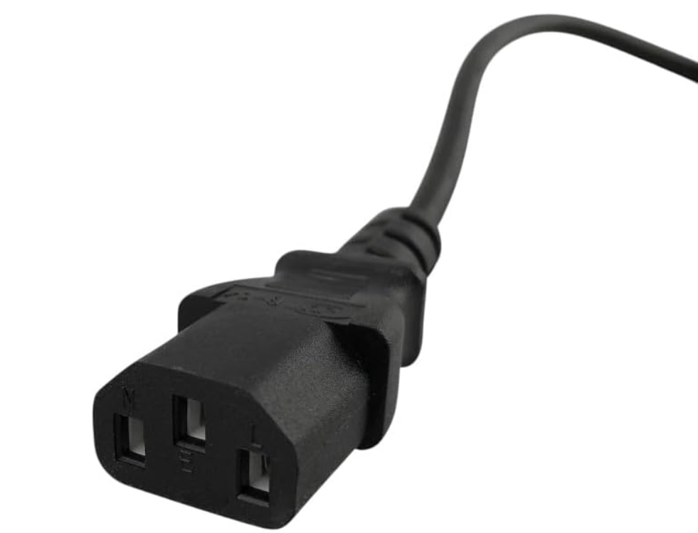 Power Cable for PC Computers, Monitors, Printers and Projectors, Black, Universal Compatibility, Three-Prong Design