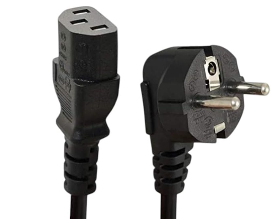 Power Cable for PC Computers, Monitors, Printers and Projectors, Black, Universal Compatibility, Three-Prong Design