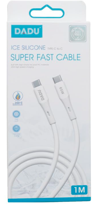 DADU 1M White USB Type-C Cable for Type-C Devices, Supports 65W Charging and Fast Data Transfer