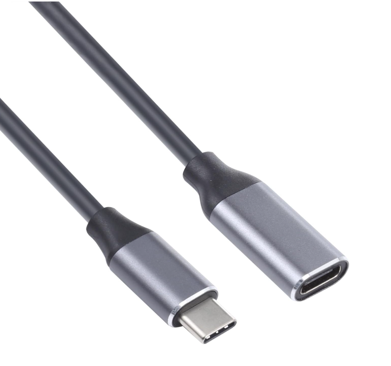 USB-C Male to Female Extension Cable, Aluminum Shell Gray CABLE TYPE C EXTENSION MALE TO FEMALE 1M