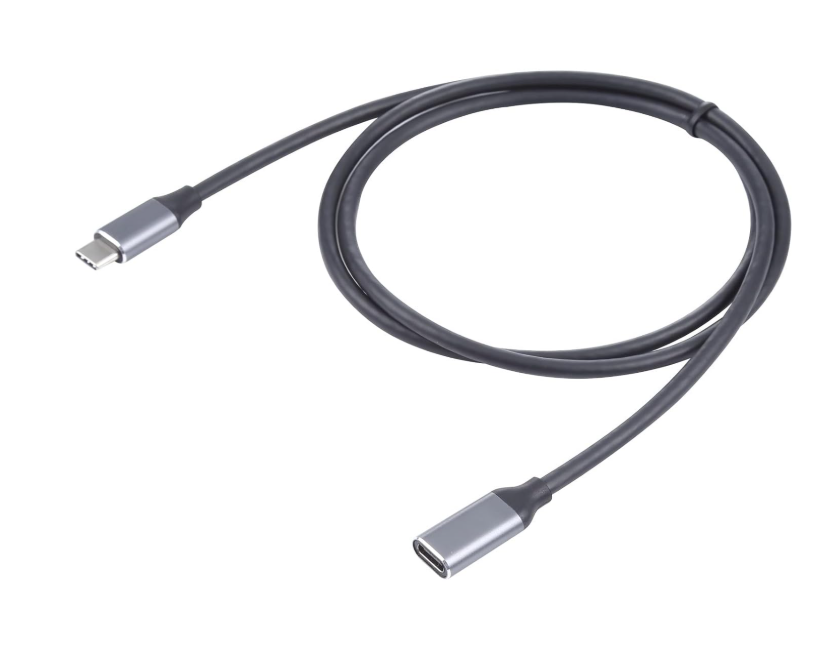 USB-C Male to Female Extension Cable, Aluminum Shell Gray CABLE TYPE C EXTENSION MALE TO FEMALE 1M