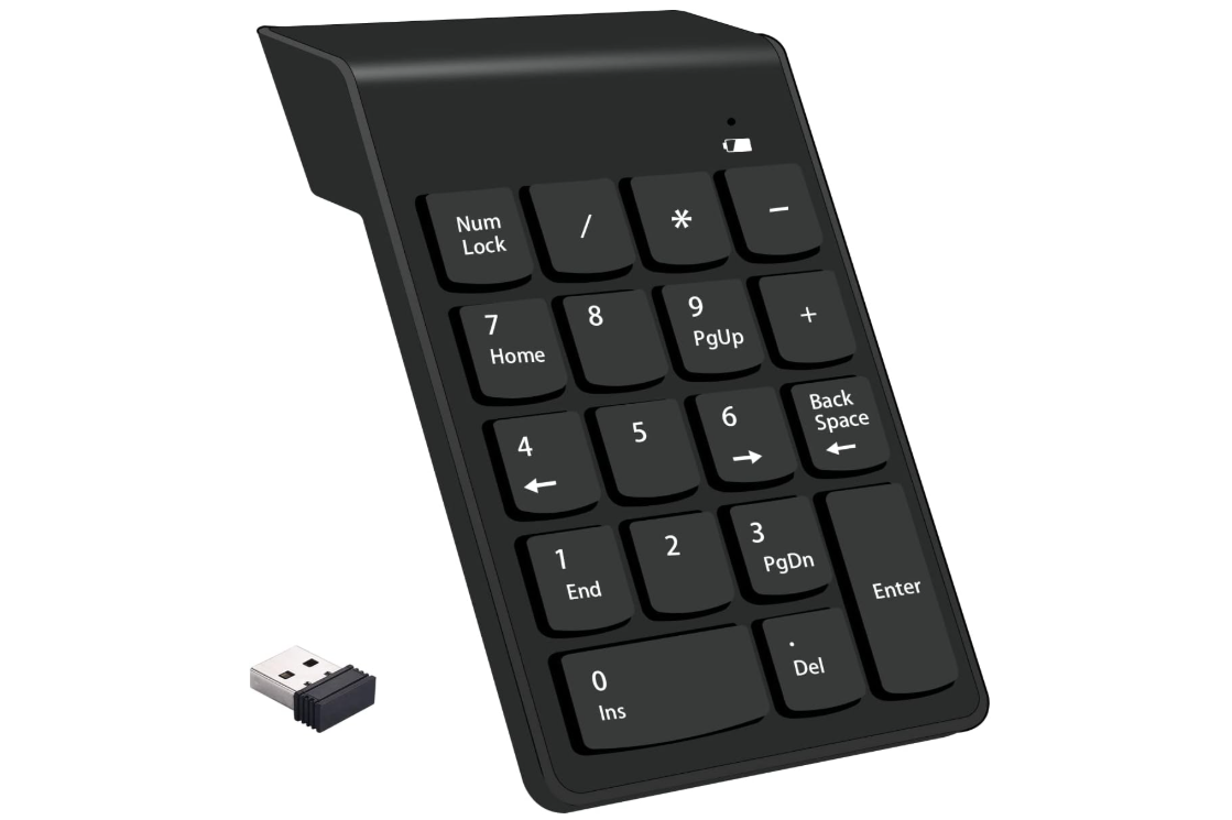 Wireless Numeric Keypad 18Keys Portable Number Numpad with 2.4G Mini USB Receiver for Laptop