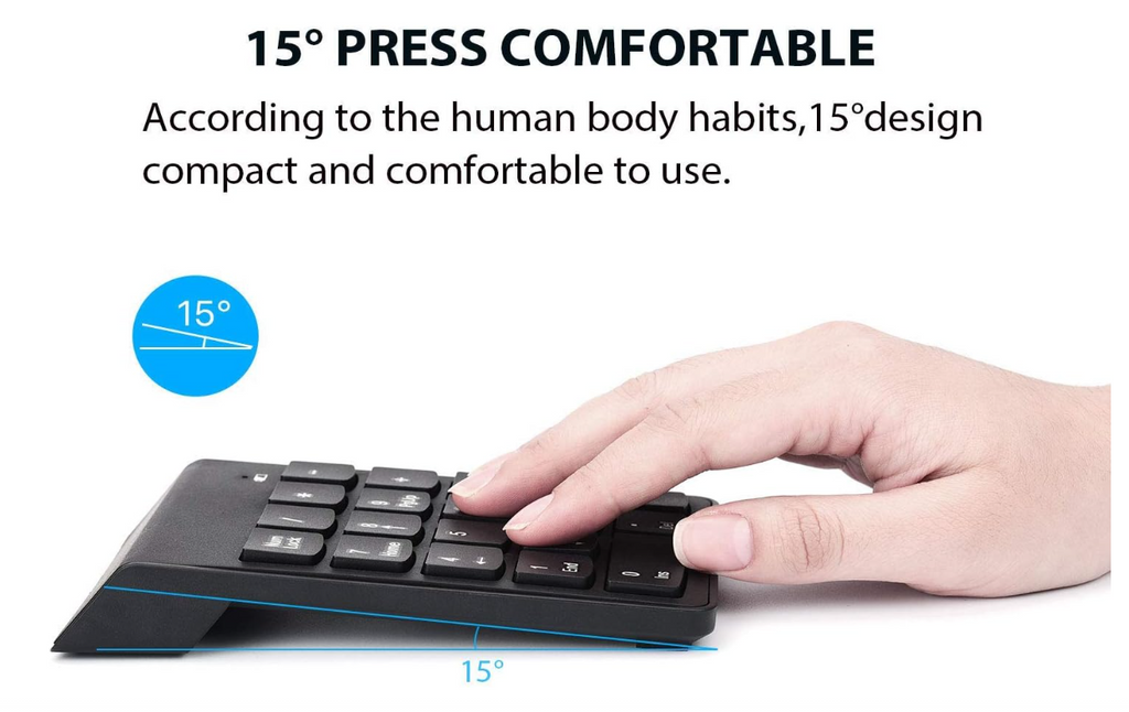 Wireless Numeric Keypad 18Keys Portable Number Numpad with 2.4G Mini USB Receiver for Laptop