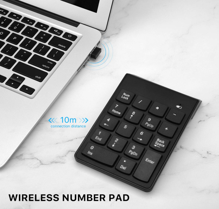 Wireless Numeric Keypad 18Keys Portable Number Numpad with 2.4G Mini USB Receiver for Laptop